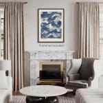 Vintage Japanese Blue Waves Canvas Wall Art 12x16