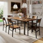 7-Piece Walnut Dining Table Set with Chairs