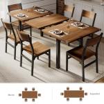 7-Piece Walnut Dining Table Set with Chairs