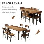7-Piece Walnut Dining Table Set with Chairs