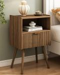Modern Nightstand with Storage and Open Shelf