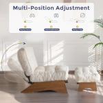 Beige Tufted Accent Chair with Adjustable Ottoman