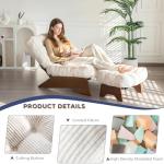 Beige Tufted Accent Chair with Adjustable Ottoman