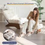 Beige Tufted Accent Chair with Adjustable Ottoman