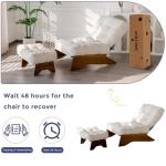 Beige Tufted Accent Chair with Adjustable Ottoman