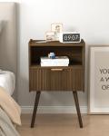 Modern Nightstand with Storage and Open Shelf