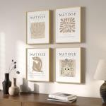 Set of 4 Framed Matisse Neutral Wall Art 11x14