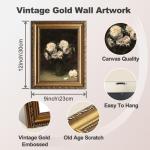 Vintage Floral Canvas Art in Gold Frame