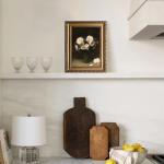 Vintage Floral Canvas Art in Gold Frame