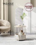 Modern Round Cream White End Table with Basket