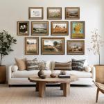 Vintage Floral Canvas Art in Gold Frame