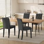 Set of 4 Black Upholstered Dining Chairs