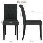 Set of 4 Black Upholstered Dining Chairs