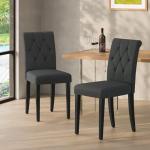 Set of 4 Black Upholstered Dining Chairs