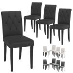 Set of 4 Black Upholstered Dining Chairs