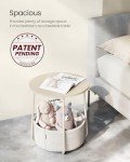 Modern Round Cream White End Table with Basket