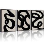 Black Abstract Lines Framed Canvas Wall Art 11x14in