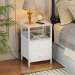 White End Table with Charging Station and Storage