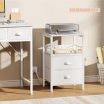 White End Table with Charging Station and Storage