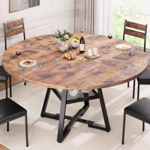 51'' Round Pedestal Dining Table Seats 6