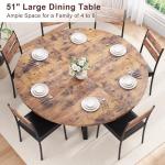 51'' Round Pedestal Dining Table Seats 6