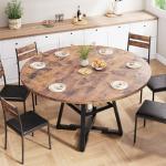 51'' Round Pedestal Dining Table Seats 6
