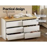 6-Drawer Oak Tallboy Storage Cabinet in White