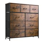 Rustic Brown 9-Drawer Fabric Storage Dresser