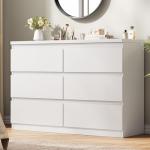 White 6-Drawer Modern Dresser for Bedroom