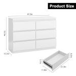White 6-Drawer Modern Dresser for Bedroom