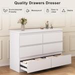 White 6-Drawer Modern Dresser for Bedroom