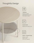 Modern Round Cream White End Table with Basket