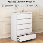 White 5 Drawer Modern Storage Dresser