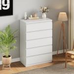 White 5 Drawer Modern Storage Dresser