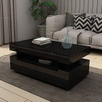 Modern Black Coffee Table with 4 Drawers