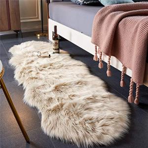 Ultra Soft Beige Faux Fur Shaggy Area Rug
