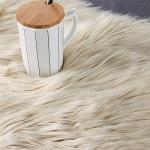 Ultra Soft Beige Faux Fur Shaggy Area Rug