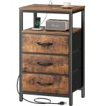 Huuger Nightstand with Charging Station and Drawers
