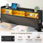 Queen Bed Frame with Bookcase & Charging Station