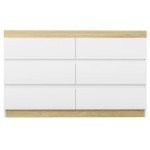 6-Drawer Oak Tallboy Storage Cabinet in White