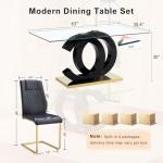 63" Modern Glass Dining Table Set for 6