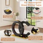 63" Modern Glass Dining Table Set for 6