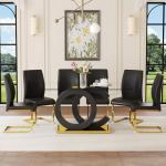63" Modern Glass Dining Table Set for 6