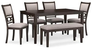 Langwest Dining Table Set with 4 Chairs and Bench