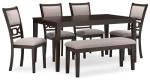 Langwest Dining Table Set with 4 Chairs and Bench