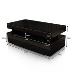 Modern Black Coffee Table with 4 Drawers