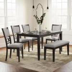 Langwest Dining Table Set with 4 Chairs and Bench