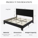 SHA CERLIN King Velvet Upholstered Bed Frame