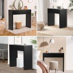 Black Console Table with Drawer by Oikiture