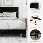 SHA CERLIN King Velvet Upholstered Bed Frame